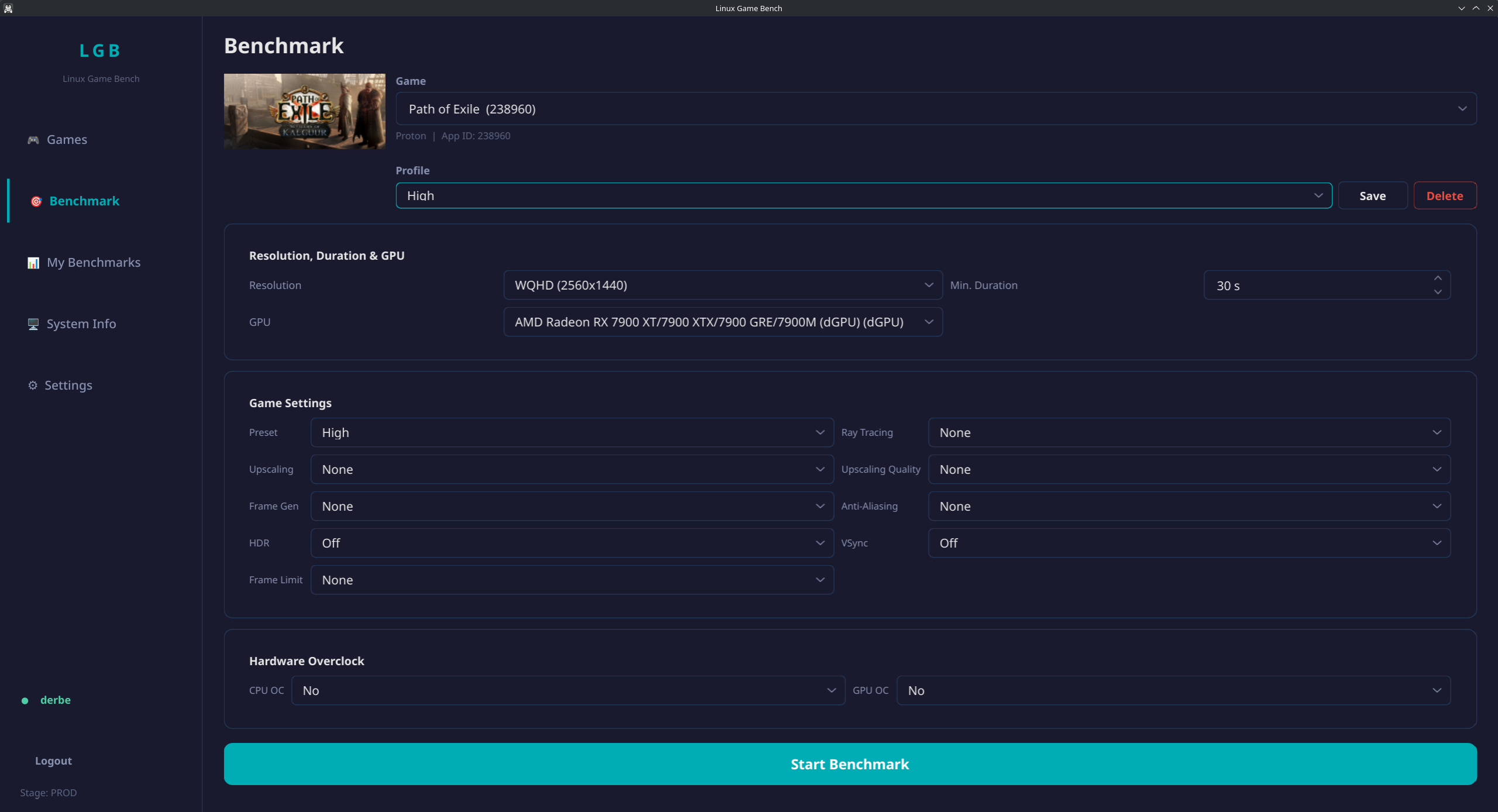 Linux Game Bench GUI